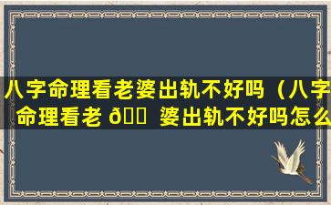 八字命理看老婆出轨不好吗（八字命理看老 🐠 婆出轨不好吗怎么看）